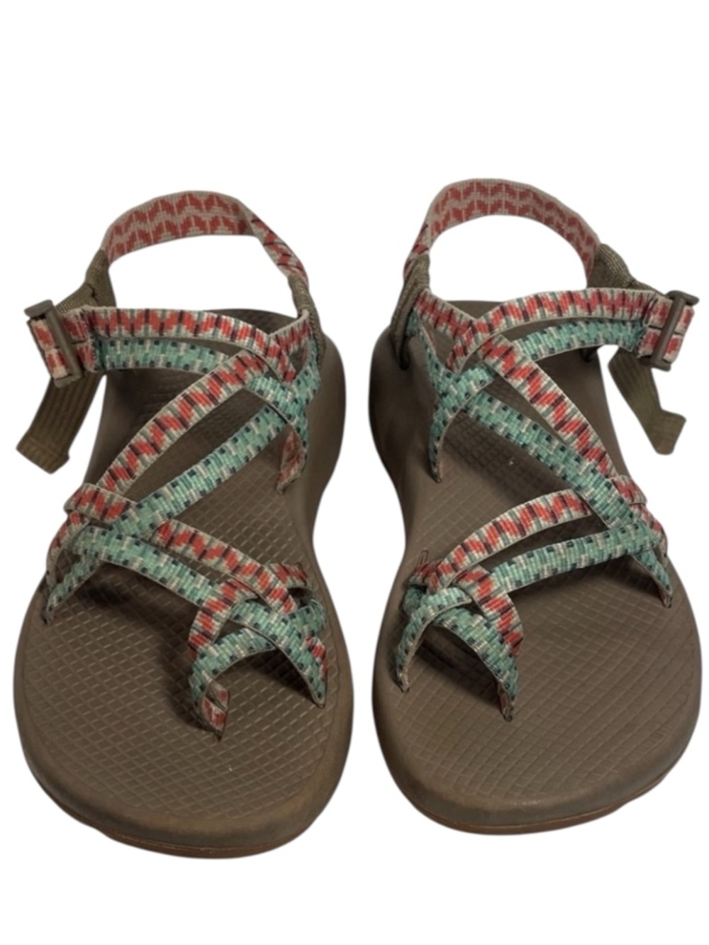 Chaco ZX2 Classic Dolman Pine Verde Green Orange Sandals Women’s Size 8 VGUC